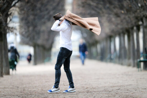 Long manteau marron pour homme