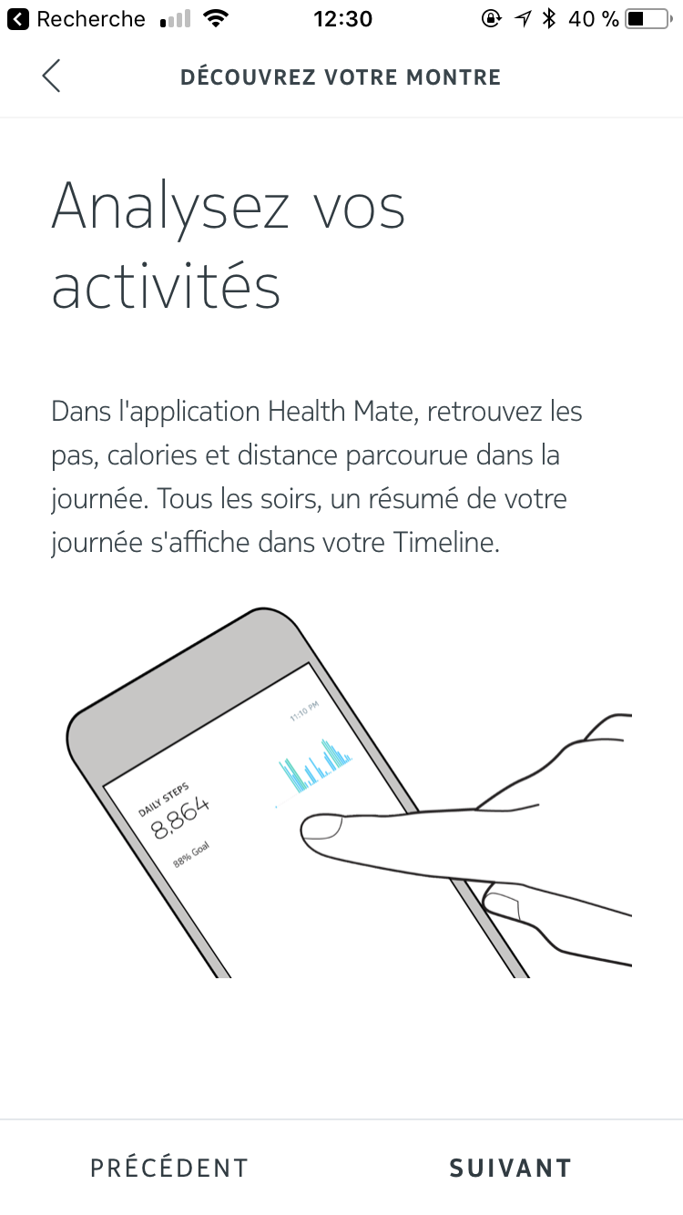 capture d'écran application HealthMate de Nokia