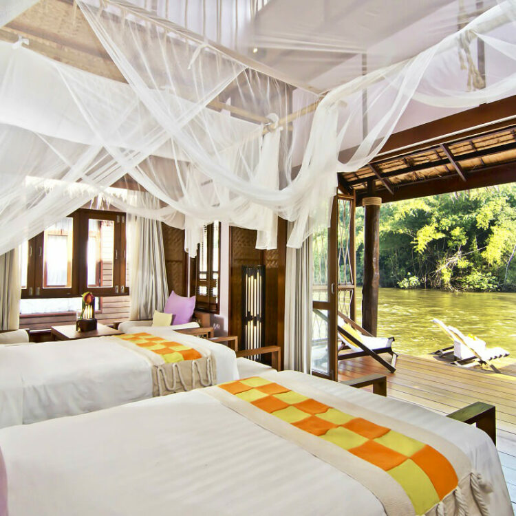 L’hôtel bungalow The Float House River Kwaï En Thaïlande